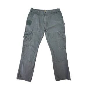 Carhartt Relaxed Fit Work Pants Canvas Cargo Pockets Olive Green Men 38x32 Heavy